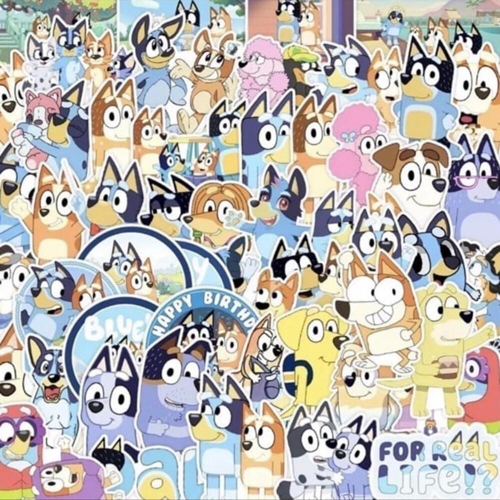 Bluey Stickers, 50 pcs, Bingo Bandit Chili Heeler, Decals for laptops bottles